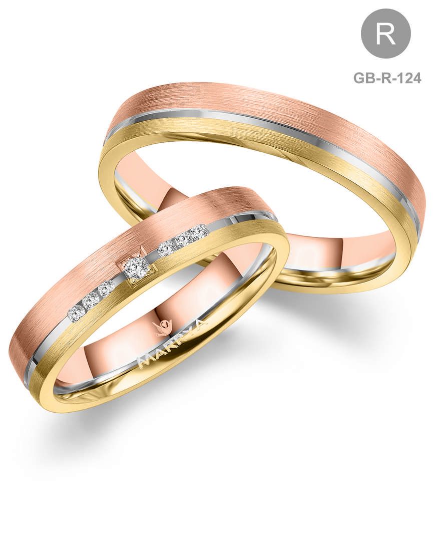 Aliança de casamento bicolor em ouro amarelo e branco